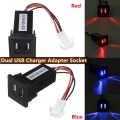 Red/blue Car Charger Dual Usb Auto Vehicle Power Inverter Converter Adapter Transporter Dedicated For Volkswagen Vw T5