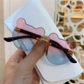 2022 New Children Cute Cartoon Bear Shape Flower Round Sunglasses Boy Girls Vintage UV400 Rimless Polarized Sun Glasses for Kids