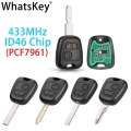 Whatskey 2 Buttons 433mhz Remote Car Key For Peugeot 307 206 407 Partner Citroen C1 C2 C3 Va2/hu83 Blade With Id46 Pcf7961 Chip