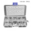 72 pcs/set, 6x30mm fusible glass fuse, 250 V (0.5A, 1A, 2A, 3A, 5A, 10A, 15A, 20A, 10a)|Fuses| - ebikpro.com