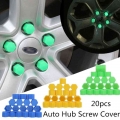 20 Pcs Car Wheel Hub Screw Cover Luminous Nut Caps Bolt Rims Siliconel Glow Rubber Cap For Car Auto Wheel External Accessories|N