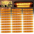 30pcs Durable Amber 9 LED Truck Trailer Lorry Sealed Side Marker Clearance Light low Led Trailer Light Rear Side Lamp wholesale|