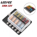 8 Ways 10 Ways Blade Fuse Block 32V 100A Fuse Box Holder M5 Stud With LED Indicator Light Circuit insurance For Auto Car Marine|