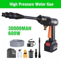 25V Portable High Pressure Water Gun Car Washer Pressure Washer Cordless 30000mah Car Washing Machine Cleaner Adjustable Nozzle