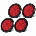 4pcs 4 Inch Round Red LED External Lights Auto Car Bus Truck Trailer Light Indicator Light Fender Bulb identification light|Truc