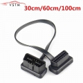 60/100CM 16Pin OBDII OBD 2 OBD2 Cable Connector Diagnostic Tool ELM327 Adapter Flat Thin As Noodle Male to Female Extension|Car