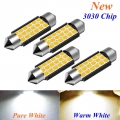 4PCS Festoon 31mm 36mm 39mm 41mm C5W C10W Super Bright 3030 LED Bulb Car Dome Light Canbus Auto Interior Reading Lamp Warm White