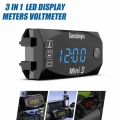 New 12V Motorcycle 3 In 1 Voltmeter LED Electronic Screen Displays Time/Temperature/Voltage Universal Motorcycle Parts|Instrumen