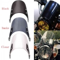 Black/Clear Motorcycles Custom Compact Sport Wind Deflector Retro Windshield 4 7'' Headlamp Universal Fit For Yamaha Har