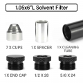 1.05"od 6''l 7075 Aluminum Solvent Cleaning Filter 7pcs Stainless Steel Cups With Two End Cap (1/2-28+5/8x24) Car O