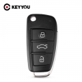 Keyyou 3 Button Folding Remote Flip Car Key Case Shell Fob For Audi A2 A3 A4 A6 A6l A8 Q7 Tt Key Fob Case Replacement - Car Key