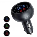 3 In 1 Dc 12v/24v Led Digital Meter Display Usb Car Charger Voltmeter Thermometer Car Battery Monitor Led Digital Dual Display -