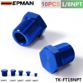 1/8"NPT Aluminum Hex Head Male Port Plug Block Off Fitting Adapter Blue TK FT18NPT|adapter fitting|aluminum fittingsblue al