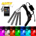 Car Usb Led Rgb Atmosphere Strip Light Remote Voice Control Interior Styling Decorative Rgb Led Dynamic Ambient Strip Light - De