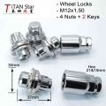 4nuts+2keys M12x1.5 Mag Seat Oem Wheel Rims 1.5 Wheel Locks Anti Sheft Lug Nut For Toyota Mitsubishi Lexus Corolla Rav4 - Nuts &