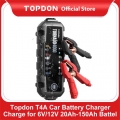 6V/12V Car Battery Charger For Acid Lithium Battery Topdon T4000 Power Repair Automatic Jump Starter 20Ah 150Ah Battery Charger