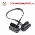 30/60/100cm Flat+thin As Noodle 16 Pin Socket Obd Obdii Obd2 16pin Male To Female Car Scanner Extension Cable Connector - Diagno