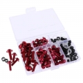 158pcs Universal Motorcycle M5 M6 Fairing Bolts Screws Nuts Kit Fastener Clips Sportbike Scooter License Plate Frame Bolt Screws