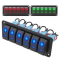 12/24v 6 Gang Led Toggle Switch Panel Waterproof On-off Rocker Switch Panel Double Light Switch For Marine Boat Caravan Rv