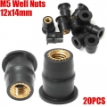 20Pcs/Set Motorcycle M5 5mm Metric Rubber Well Nuts Windscreen Windshield 12x14mm Universal Fairing Cowls Nuts Fastener Screws|N