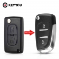 Keyyou For Peugeot 207 307 407 408 For Citroen C4 C2 Car Remote Key Shell 2/3 Buttons Modified Filp Ce0536 Case Hu83/va2 Blade -