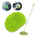 2 In 1 Car Cleaning Brush Car Wash Brush Telescoping Long Handle Cleaning Mop Chenille Broom Auto Accessories - Sponges, Cloths