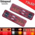 2PCS 12V/24V Dynamic LED Truck Tail Light Turn Signal Rear Brake Lights Reverse Signal Lamp Car Trailer Lorry Bus Camper Caravan