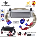 Universal 13 Rows Oil Cooler Kit + Oil Filter Sandwich Adapter + Nylon Stainless Steel Braided An10 Hose W/ Pqy Sticker+box - Oi