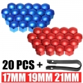 20pcs 17mm 19mm 21mm Wheel Nut Bolt Head Cover Cap Head Cover Cap Wheel Nut Bolt Head Cover Cap Tire Wheel Screw Bolts Blue Red