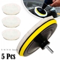 5pcs Universal Car Polish Pad 3/4/5/6 Inch Soft Wool Machine Waxing Polisher Car Body Polishing Discs Detailing Cleaning Goods -