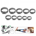 Stainless Steel Single Ear Hose Clamp 10pcs 5.3-14.5mm Crimp Hose Clamp Assortment Kit Ear Stepless Cinch Rings Crimp Pinch Fit