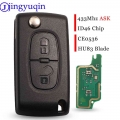 Jingyuqin 2 Buttons Auto Car Remote Key Fob 433mhz Ask Id46 Chip For Peugeot 207 307 Sw 308 For Citroen Hu83 Blade Ce0536 - Car