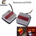 Eonstime 2pcs DC 12V 14+2 LED Truck Car Trailer Boat Caravan Rear Tail Light Stop Lamp Taillight Waterproof IP68|Truck Light Sys