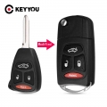 KEYYOU 3+1Buttons Car Key Case Car Cover Fob For Chrysler 300 300C Pacifica Stratus For Dodge For Jeep Cherokee Grand|Car Key|