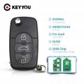 Keyyou For Audi A3 A4 A6 A8 B5 Tt Rs4 Quattro 1994 - 2004 Old Models 433mhz Id48 Chip Hu66 Blade Car Remote Flip Key 3 Buttons -