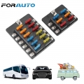 FORAUTO Car Blade Holder Fuse Box 6/12 Ways Modified Terminal Block Fuse With LED Indicator Light 32V M5 Stud for Car Boat Marin