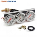 Dynoracing 2inch Chrome Panel Oil Pressure Gauge Water Temp Gauge Amp Meter Triple Gauge Kit Set White Face Car Meter Bx101323 -